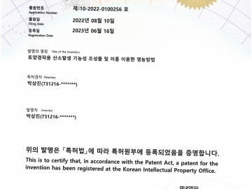  Patent certificate (oxygen-generating functional composition for soil cultivation and farming method using the same)