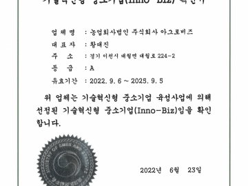  Certification of technologically innovative small and medium-sized business (Inno-Biz)